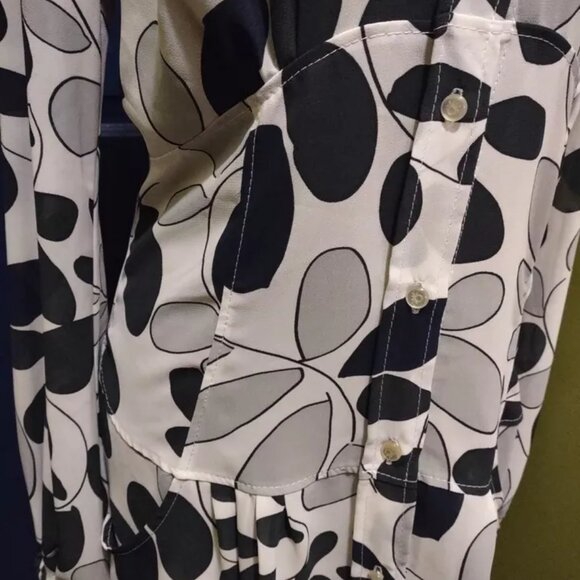 United Colors of Benetton Women Dress Shirt Tunic Collar w/ Pockets M - Picture 3 of 14